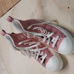 Leather Converse pink high tops for bad ass women